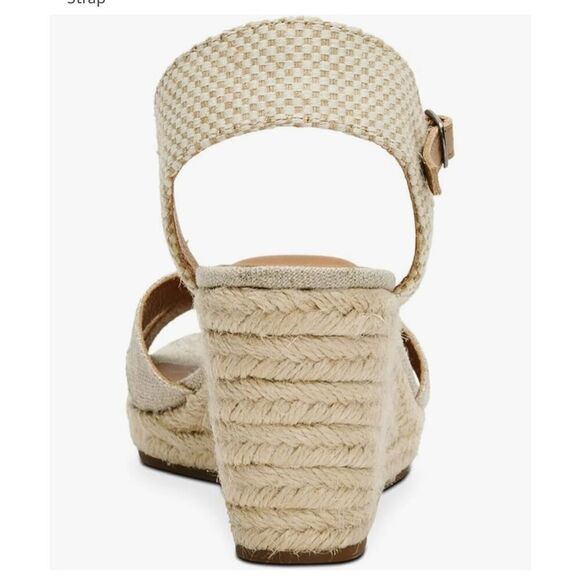 NIB Lucky Brand Maeylee Espadrille Wedge Sandals in Natural Platinum - Picture 3 of 7